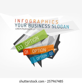 Modern origami paper infographics, business polygonal abstract design 