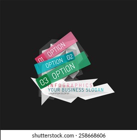 Modern origami paper infographics, business polygonal abstract design 