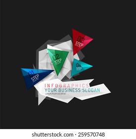 Modern origami paper infographics, business polygonal abstract design 