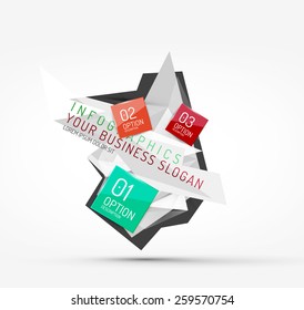 Modern origami paper infographics, business polygonal abstract design 