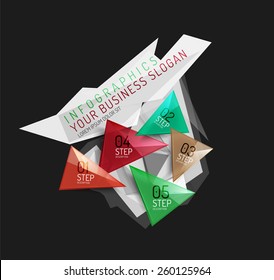 Modern origami paper infographics, business polygonal abstract design 