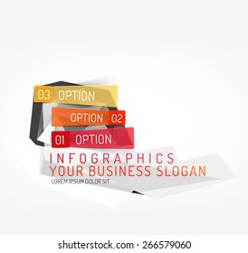 Modern origami paper infographics, business polygonal abstract design 