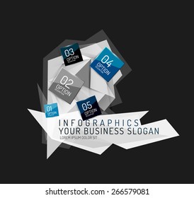 Modern origami paper infographics, business polygonal abstract design 