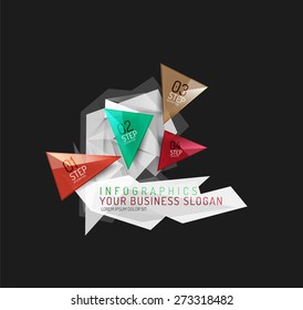 Modern origami paper infographics, business polygonal abstract design 