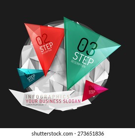 Modern origami paper infographics, business polygonal abstract design 