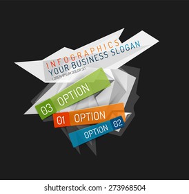 Modern origami paper infographics, business polygonal abstract design 