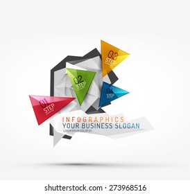 Modern origami paper infographics, business polygonal abstract design 