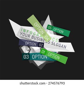 Modern origami paper infographics, business polygonal abstract design 