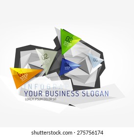 Modern origami paper infographics, business polygonal abstract design 