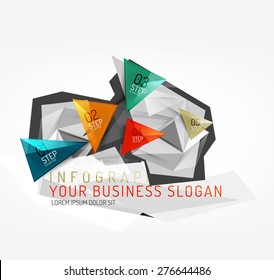 Modern origami paper infographics, business polygonal abstract design 
