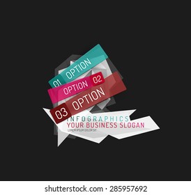 Modern origami paper infographics, business polygonal abstract design 