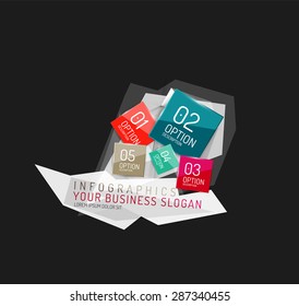 Modern origami paper infographics, business polygonal abstract design 