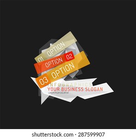 Modern origami paper infographics, business polygonal abstract design 