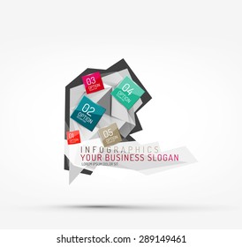 Modern origami paper infographics, business polygonal abstract design 
