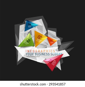 Modern origami paper infographics, business polygonal abstract design 