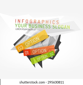 Modern origami paper infographics, business polygonal abstract design 