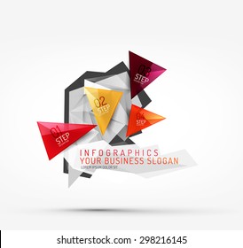 Modern origami paper infographics, business polygonal abstract design 
