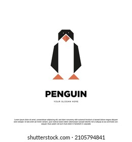 Modern origami penguin logo design vector. For your brand or business