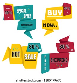 Modern origami sale label and tags vector collection 