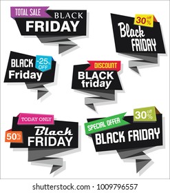 Modern origami sale stickers and tags black friday collection 