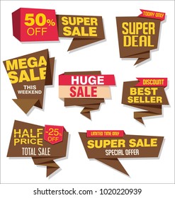 Modern origami sale stickers and tags collection