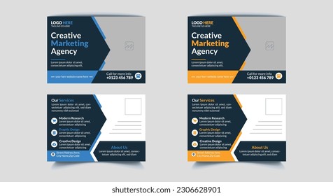Modern, original, and skilled corporate postcard layout design for your company's printing needs.