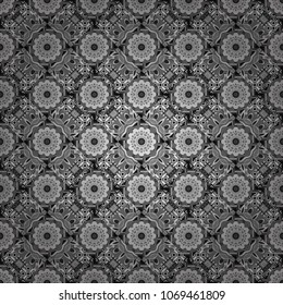Modern ornament with black, white and gray elements. Geometric abstract pattern. Seamless geometric vector pattern.