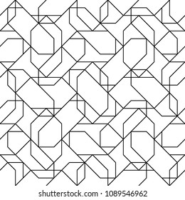 Modern ornament. Seamless geometric grid. Embroidery background. Tribal wallpaper. Ethnical folk image. Tribe motif. Ancient mosaic. Digital paper, web design, textile print, backdrop. Vector art work