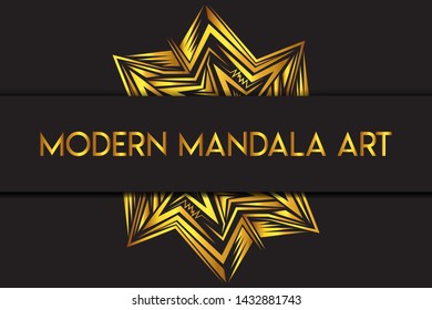 Modern ornamental mandala design background in gold color