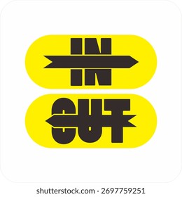 Logotipo moderno de IN OUT e íconos Vector Cartelería de dirección creativa