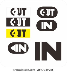 Modern IN OUT Logo and Icons Vector  Creative Direction Signage