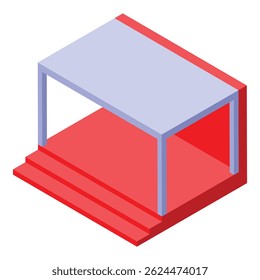 Modern outdoor stage with red carpet stairs being constructed for an event or performance - Powered by Shutterstock - Get 15% off with code: PIKWIZARD15