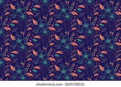 modern outline floral seamless pattern with cotton and rose flowers for women wear home textiles and bedsheet covers

