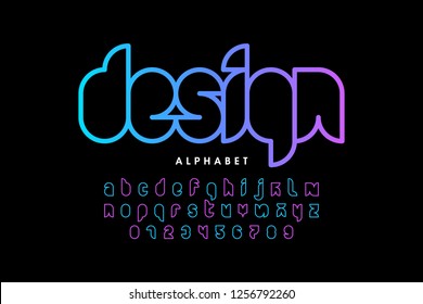 Modern Outline Font Design, Alphabet Letters And Numbers Vector Illustration