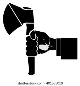 Modern outline hand with axe vector image. Can be use for logo, poster and background.