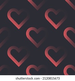 Moderno Esquema Corazón Vector De Patrón Sin Maravilla San Valentín Día Fondo Estético Resumen De Fondo. Símbolo de amor gráfico de corazón lineal punteado repite textura de papel envolvimiento. Ilustración de arte negro rojo