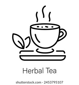 Modern outline icon depicting herbal tea 