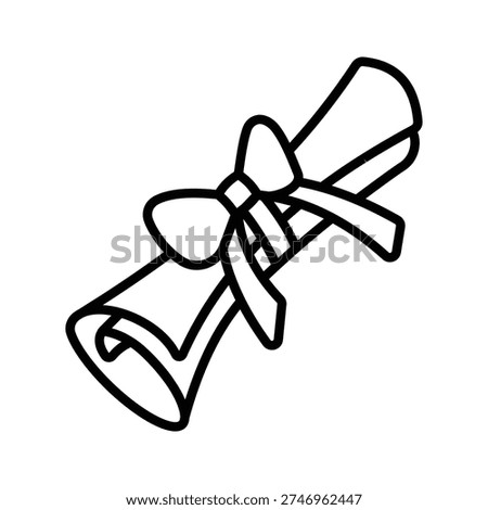 Modern outline icon of diploma scroll, graduation and academic achievement
