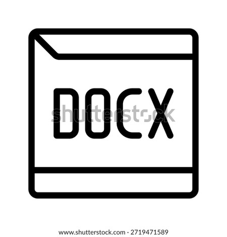 Modern outline icon for DOCX file format, ideal for word processing files and business documents.