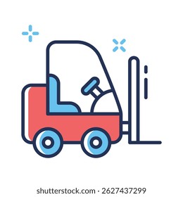 A modern outline icon of forklift lifting