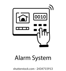 Icono de contorno moderno del sistema de alarma para el hogar