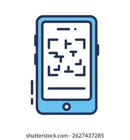 Un moderno icono de contorno de la función de escaneo móvil