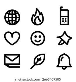 Modernes Gliederungssymbolset für Apps, Websites und Branding	