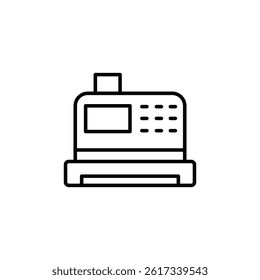 Modern outline illustration depicting a point of sale cash register