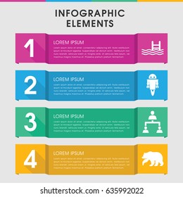 Modern outline infographic template. infographic design with outline icons includes bear, pool, structure. can be used for presentation, diagram, annual report, web design.