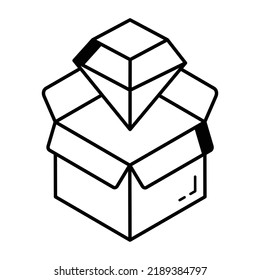 Modern outline isometric icon of diamond delivery