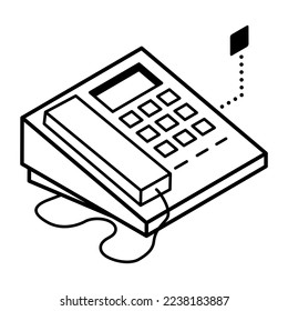 Modern outline isometric icon of mobile barcode 