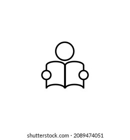 Modern Outline Signs Suitable For Internet Pages, Applications, Stores Etc. Editable Strokes. Line Icon Of Faceless Person Reading Book Or Magazine 
