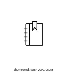 Modern outline signs suitable for internet pages, applications, stores etc. Editable strokes. Line icon of bookmarks inside of book or note 
