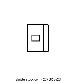 Modern outline signs suitable for internet pages, applications, stores etc. Editable strokes. Line icon of book with square on cover 